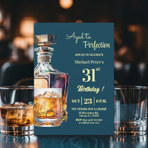 Aged to Perfection Men's 31st Whiskey Birthday Invitation