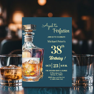 Aged to Perfection Men's 38th Whiskey Birthday  Invitation