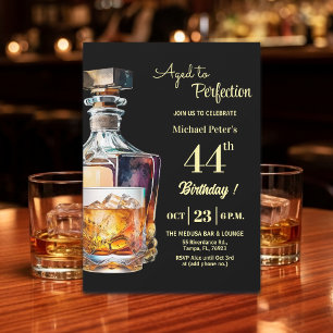 Aged to Perfection Men's 44th Whiskey Birthday  Invitation