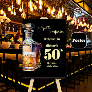 Aged to Perfection Men's 50th Whiskey Birthday Poster