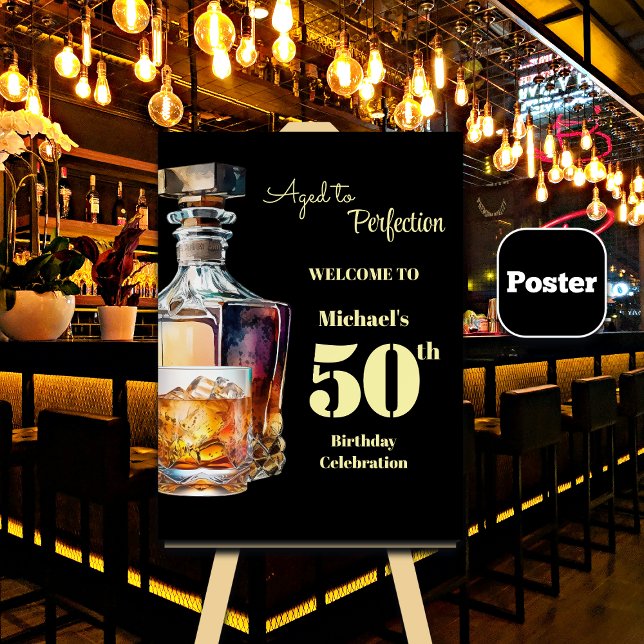 Aged to Perfection Men's 50th Whiskey Birthday Poster (Creator Uploaded)