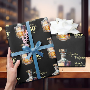 Aged to Perfection Men's 50th Whiskey Birthday  Wrapping Paper