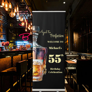 Aged to Perfection Men's 55th Whiskey Birthday Retractable Banner