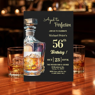 Aged to Perfection Men's 56th Whiskey Birthday  Invitation