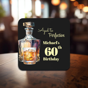 Aged to Perfection Men's 60th Whiskey Birthday Coaster