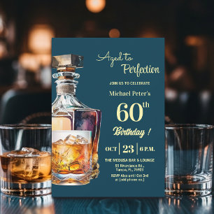 Aged to Perfection Men's 60th Whiskey Birthday Invitation