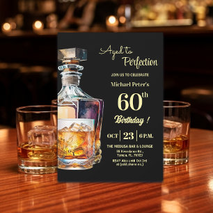 Aged to Perfection Men's 60th Whiskey Birthday  Invitation