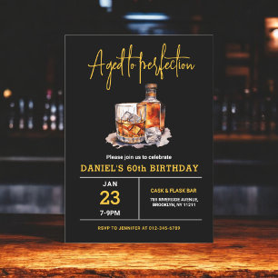 Aged to Perfection Men's 60th Whiskey Birthday  Invitation