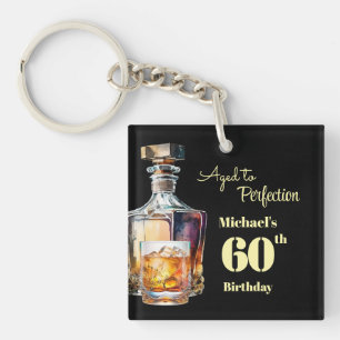 Aged to Perfection Men's 60th Whiskey Birthday Key Ring