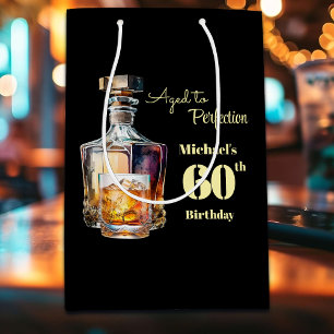 Aged to Perfection Men's 60th Whiskey Birthday Medium Gift Bag