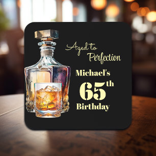 Aged to Perfection Men's 65th Whiskey Birthday Coaster
