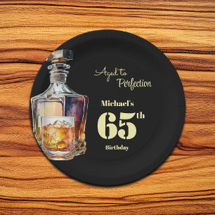 Aged to Perfection Men's 65th Whiskey Birthday  Paper Plate
