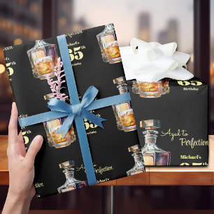Aged to Perfection Men's 65th Whiskey Birthday Wrapping Paper