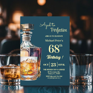 Aged to Perfection Men's 68th Whiskey Birthday  Invitation