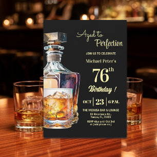 Aged to Perfection Men's 76th Whiskey Birthday  Invitation