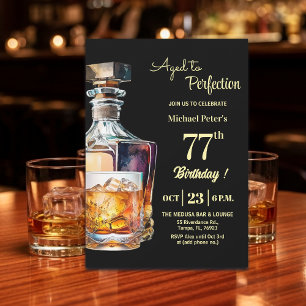 Aged to Perfection Men's 77th Whiskey Birthday Invitation