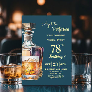 Aged to Perfection Men's 78th Whiskey Birthday  Invitation