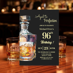 Aged to Perfection Men's 96th Whiskey Birthday  Invitation