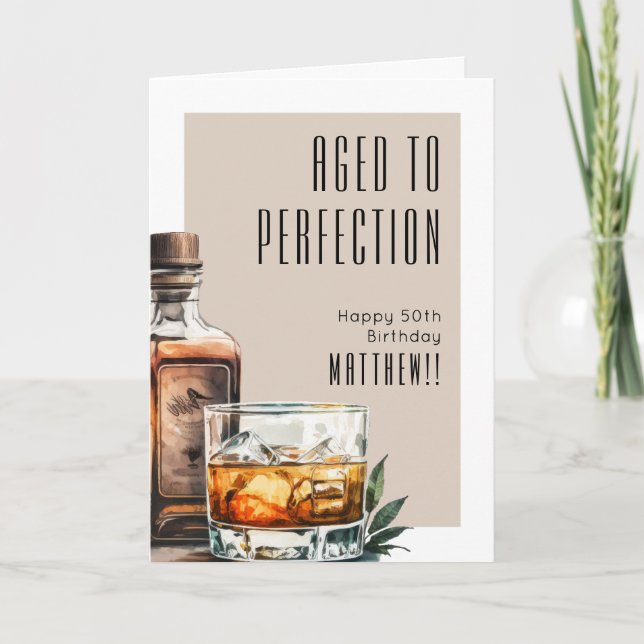 Aged To Perfection Men's Birthday Card (Front)