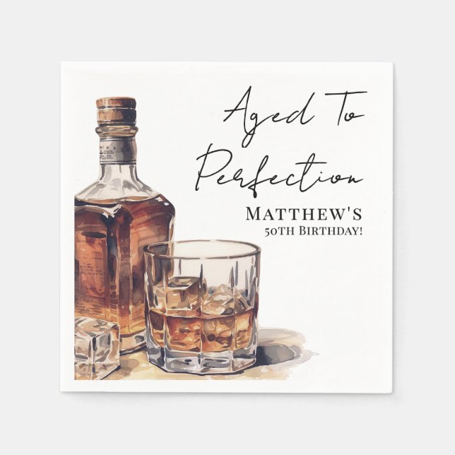 Aged To Perfection Men's Birthday Party Napkin (Front)