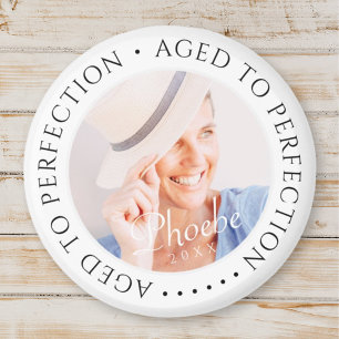 Aged to Perfection Modern Simple Birthday Photo Magnet