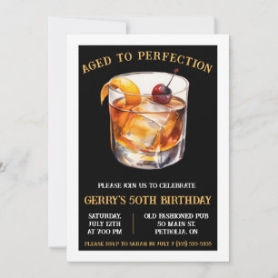 Aged to Perfection, Old Fashioned Birthday Party Invitation