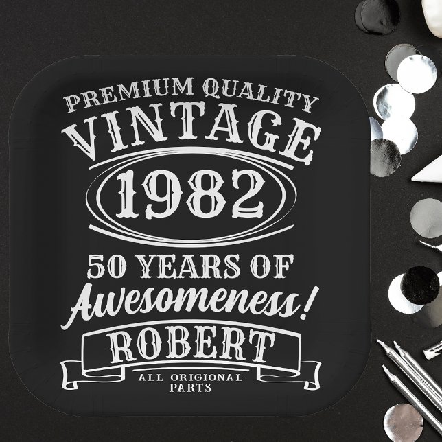 Aged To Perfection Personalised Vintage Birthday  Paper Plate (Creator Uploaded)