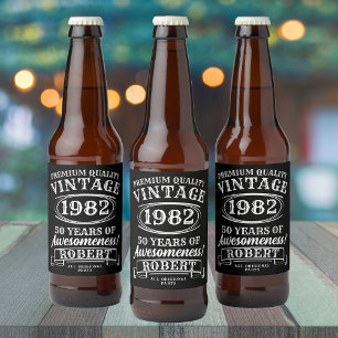 Aged To Perfection Personalized Vintage Birthday  Beer Bottle Label