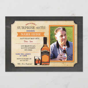 Aged To Perfection Photo Invitation Birthday Chalk