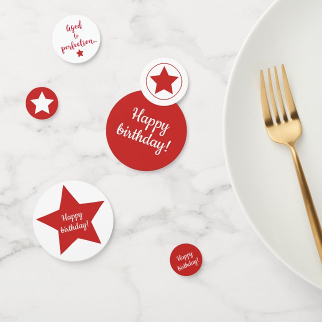 Aged to Perfection - Red & White Stars Birthday Confetti (Group)