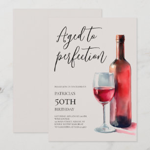Aged to Perfection Red Wine 50th Birthday Party Invitation