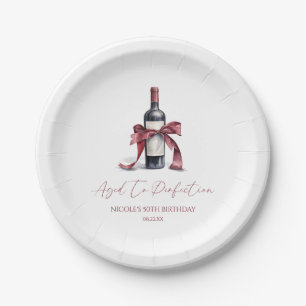 Aged To Perfection Red Wine Bow Birthday Party Paper Plate