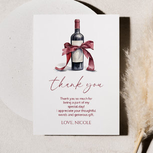 Aged To Perfection Red Wine Bow Birthday Party Thank You Card
