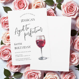 Aged to Perfection Script Wine 60th Birthday Party Invitation