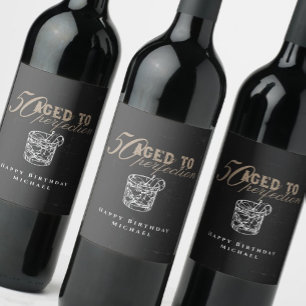 Aged to Perfection Whiskey 50th Birthday Party Wine Label