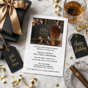 Aged to Perfection   Whiskey 60th Birthday Invitation
