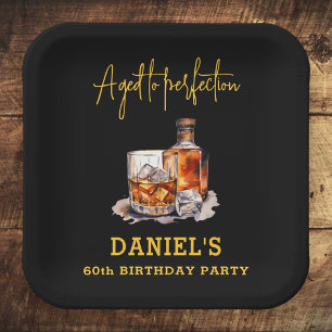 Aged to Perfection Whiskey 60th Birthday Paper Plate