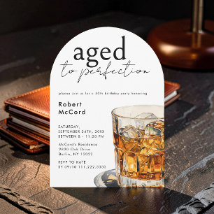 Aged To Perfection Whiskey Birthday Party Arch Invitation
