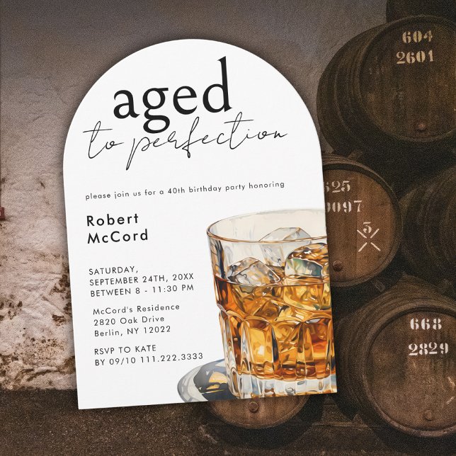 Aged To Perfection Whiskey Birthday Party Arch Invitation (Creator Uploaded)