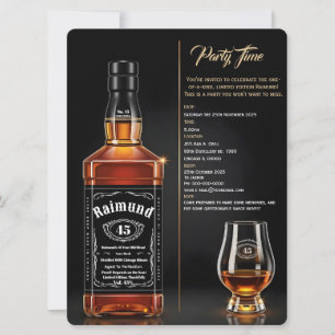 Aged to Perfection Whiskey Bottle Custom Birthday Invitation