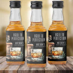 Aged To Perfection Whiskey Men's Birthday Liquor Bottle Label