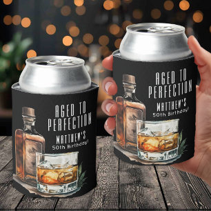 Aged To Perfection Whiskey Men's Birthday Party Can Cooler