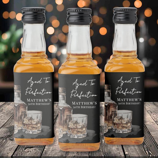 Aged To Perfection Whiskey Men's Birthday Party Liquor Bottle Label (Aged To Perfection Whiskey Men's Birthday Party Liquor Bottle Label)