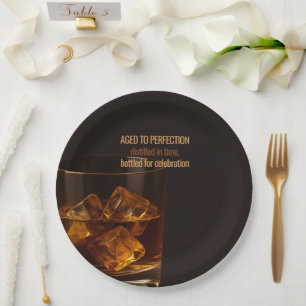 Aged to Perfection Whisky Birthday Celebration Paper Plate