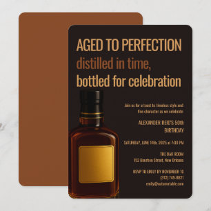 Aged to Perfection   Whisky Birthday Invitation