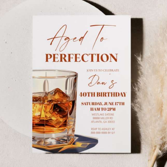 Aged To Perfection Whisky Glass Birthday Party Invitation (Creator Uploaded)