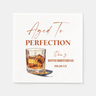 Aged To Perfection Whisky Glass Birthday Party Napkin