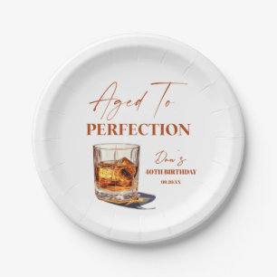 Aged To Perfection Whisky Glass Birthday Party Paper Plate