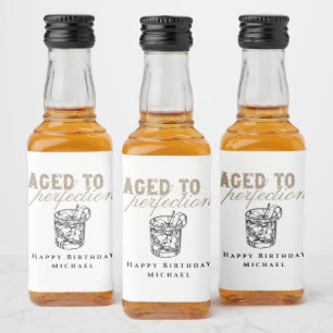 Aged to Perfection White Whiskey Birthday Party Liquor Bottle Label