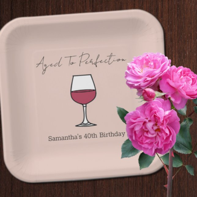 Aged To Perfection Wine 40th Birthday Paper Plate (Creator Uploaded)
